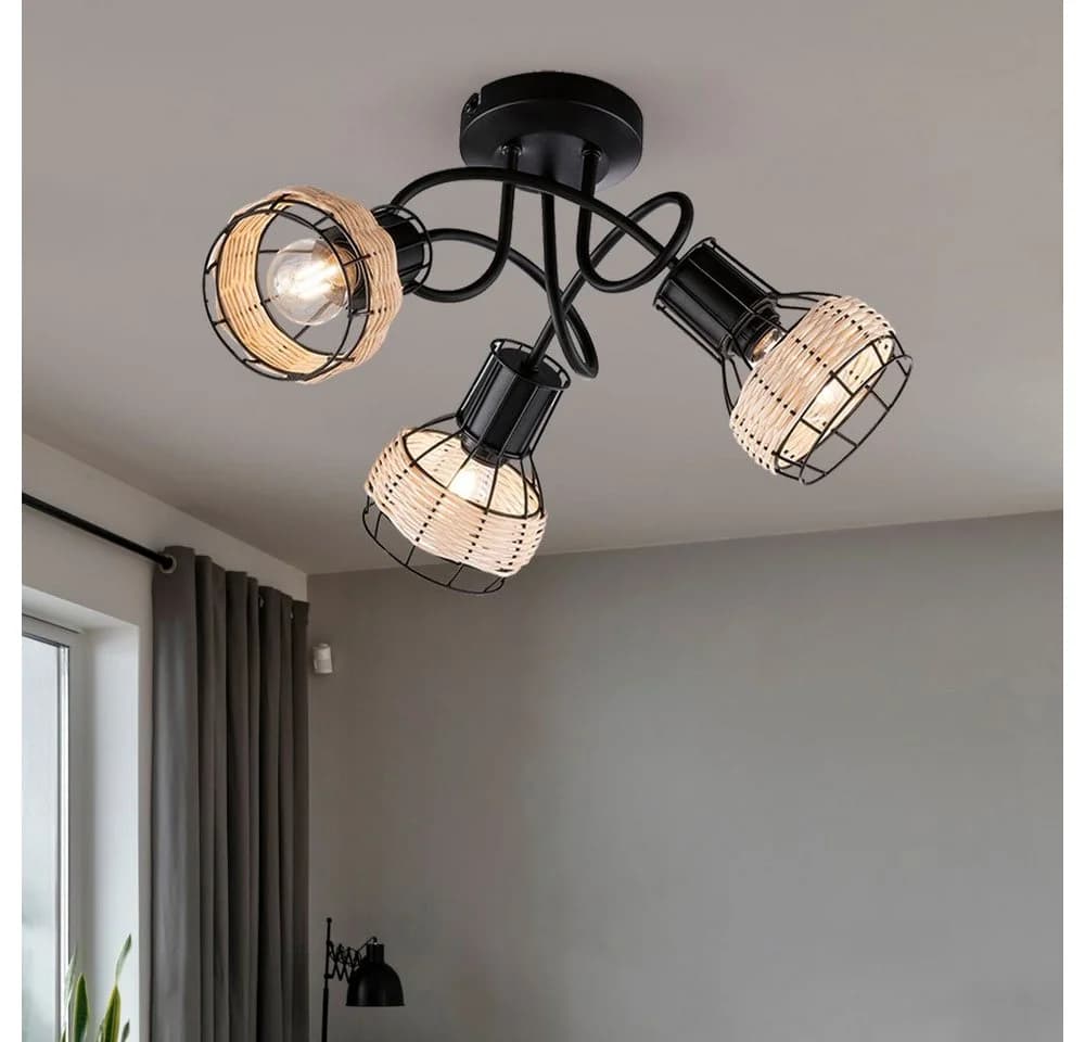 FISCHER & HONSEL Deckenleuchte Rattan Gitter schwarz - Bild 5