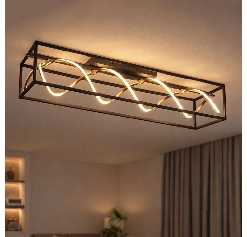 FISCHER & HONSEL LED Deckenleuchte dimmbar schwarz gold mit Fernbedienung - Bild 2