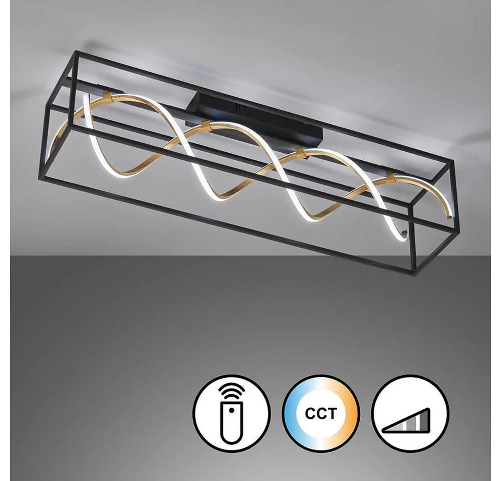 FISCHER & HONSEL LED Deckenleuchte dimmbar schwarz gold mit Fernbedienung - Bild 5