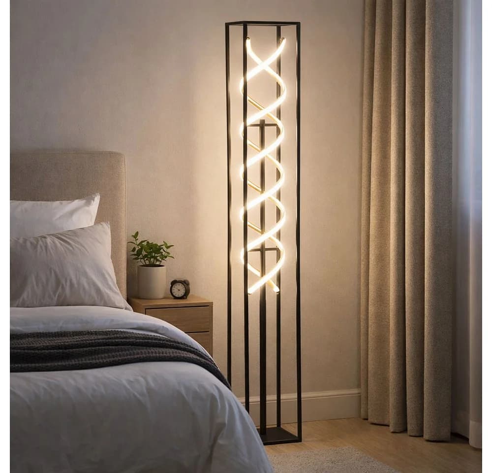 FISCHER & HONSEL Stehlampe Gian Beige Sandschwarz 135 cm LED Dimmbar - Bild 4
