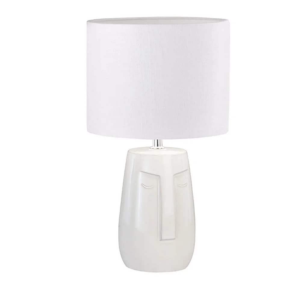 FISCHER & HONSEL Tischleuchte Keramik Stoffschirm weiß beige E14