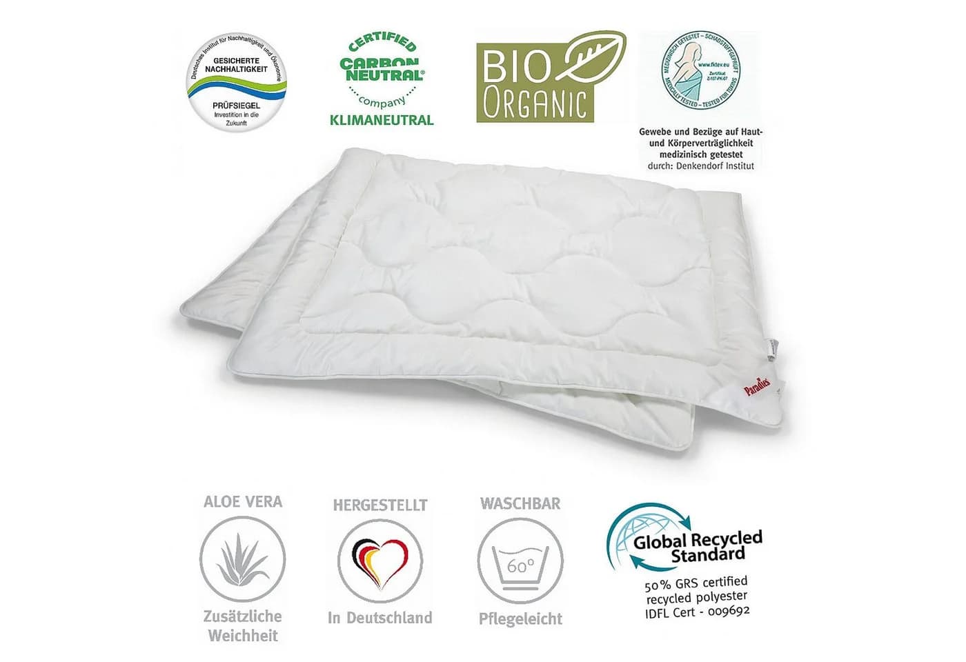 Paradies Royal Satin Bio 4-Jahreszeiten Bettdecke Medium Warm