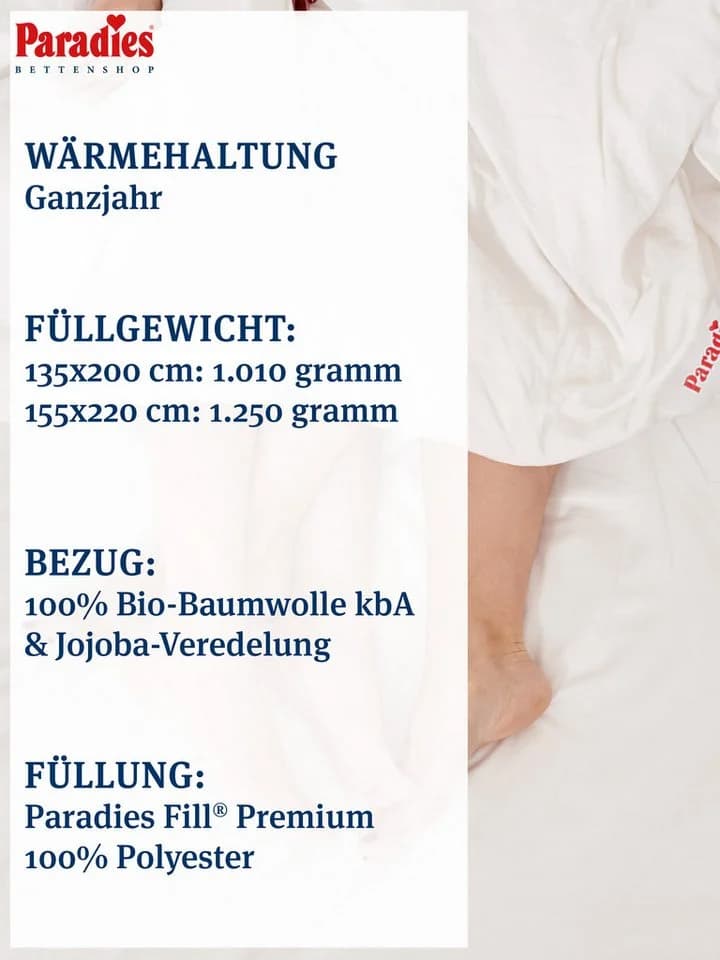 Paradies Runa Bio Bettdecke 100% Bio-Baumwolle Vegan