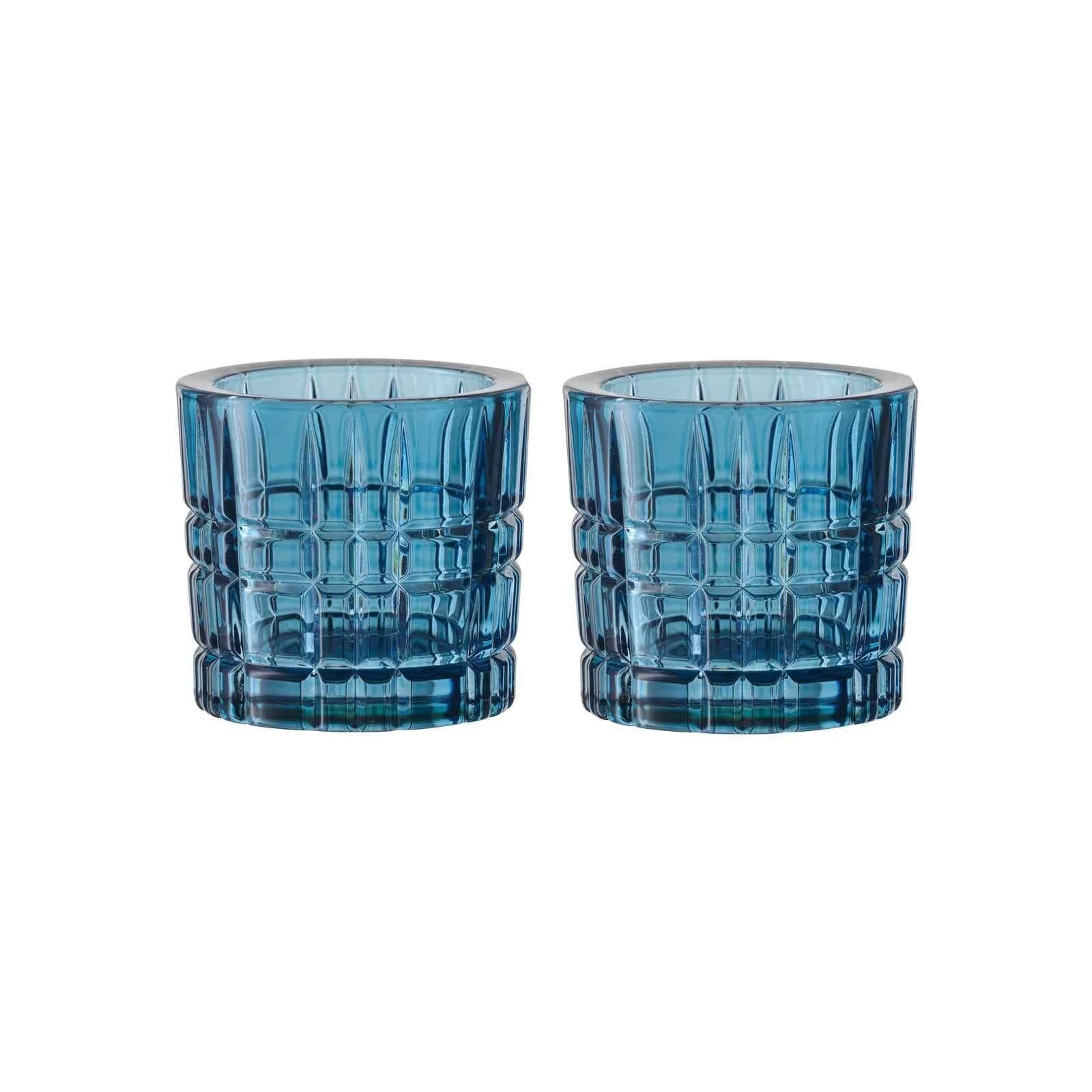 Nachtmann Teelichthalter Square Votives 2er Set Vintage Blue Glas