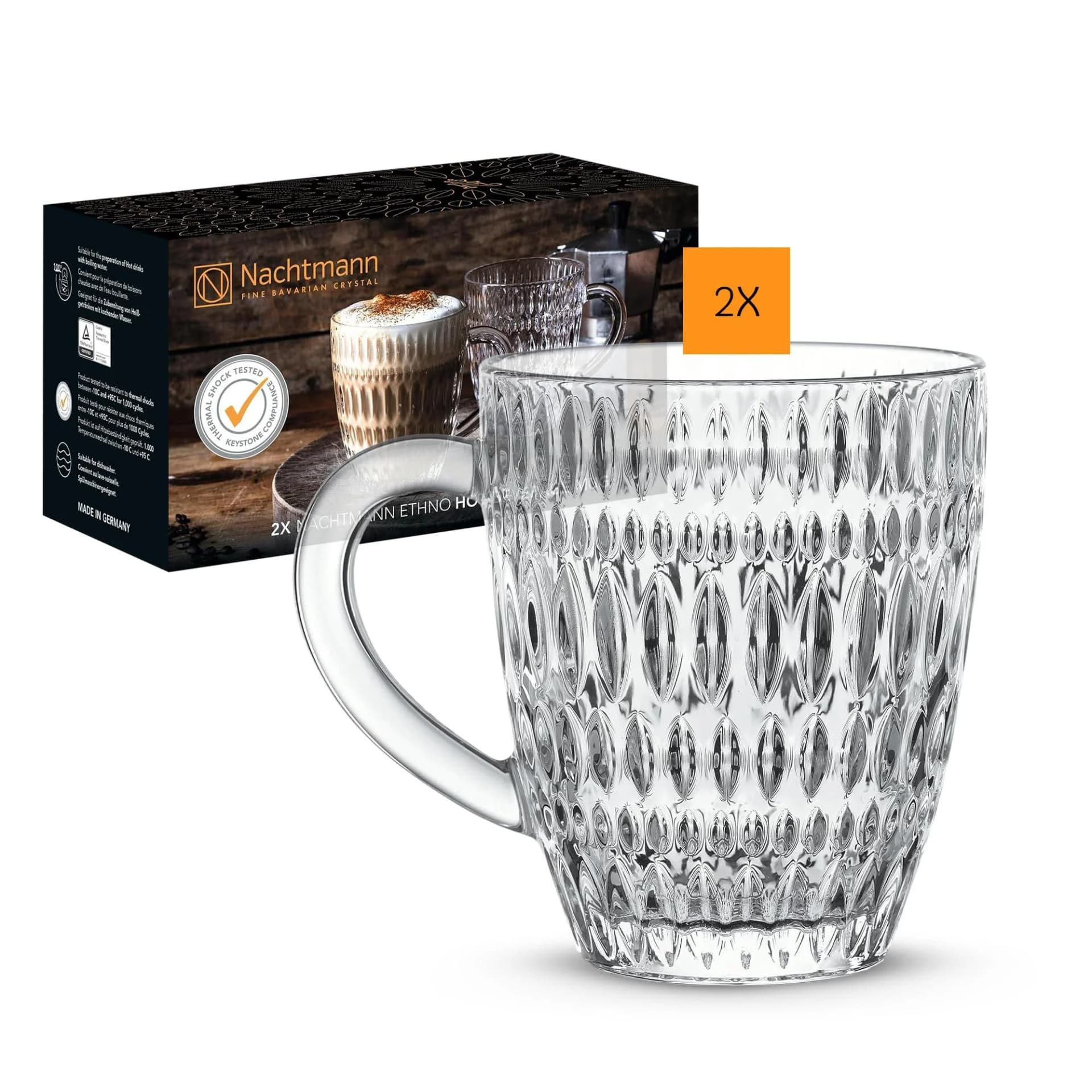 Nachtmann Kaffeebecher Ethno Barista 2er Set Transparent Glas
