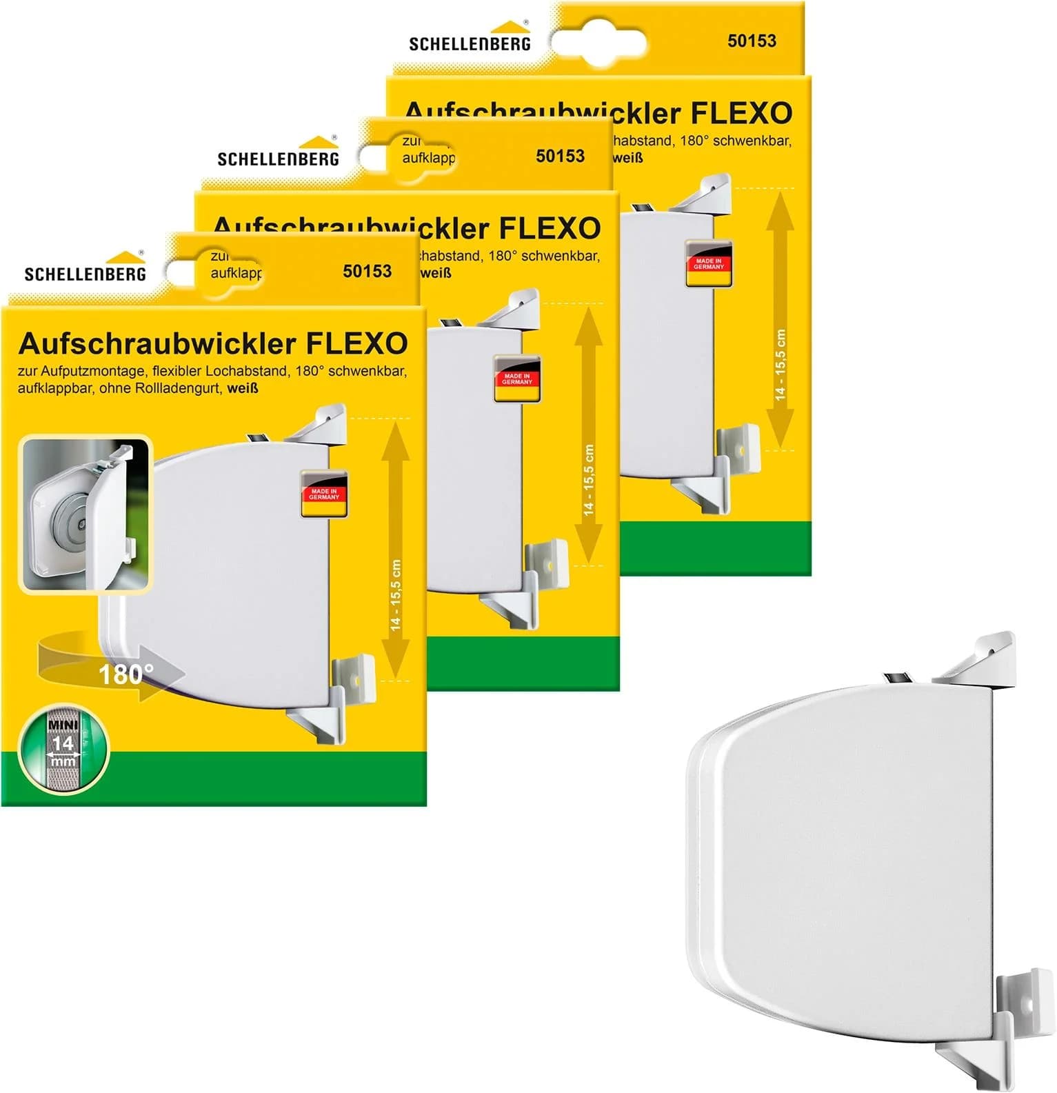 SCHELLENBERG Aufputz-Gurtwickler Flexo Mini Weiß 3 Stk.
