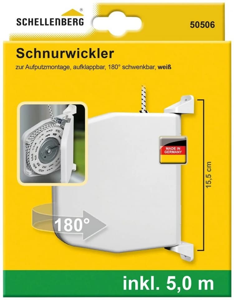 SCHELLENBERG Aufputz-Gurtwickler Rollladen 180° schwenkbar inkl. 5m Schnur - Bild 2