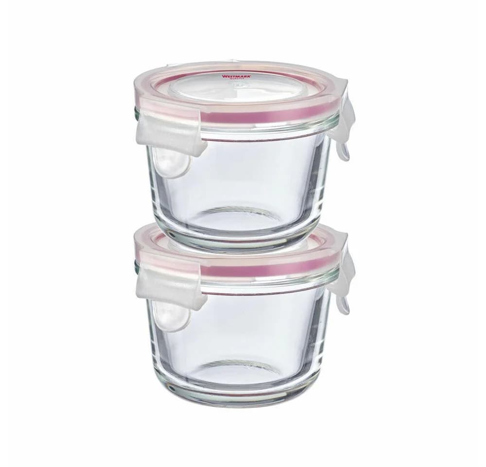WESTMARK Vorratsdose Set 2-tlg. Glas Frischhaltedosen Rot Transparent - Bild 2