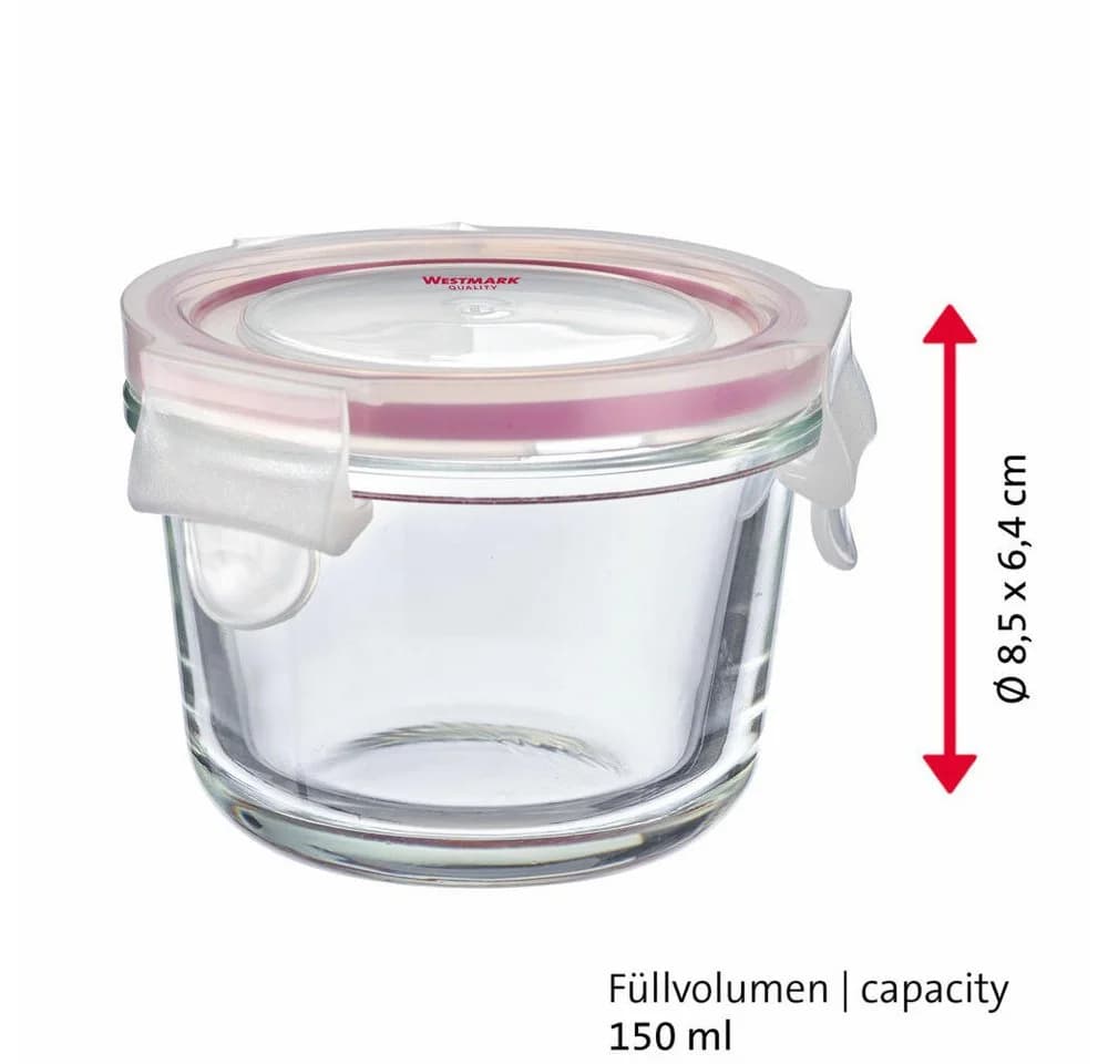 WESTMARK Vorratsdose Set 2-tlg. Glas Frischhaltedosen Rot Transparent - Bild 5