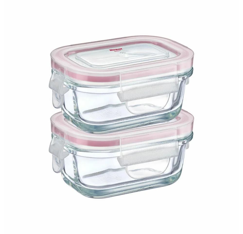 WESTMARK Vorratsdose 2er Set Glas Frischhaltedose Rot Transparent - Bild 2