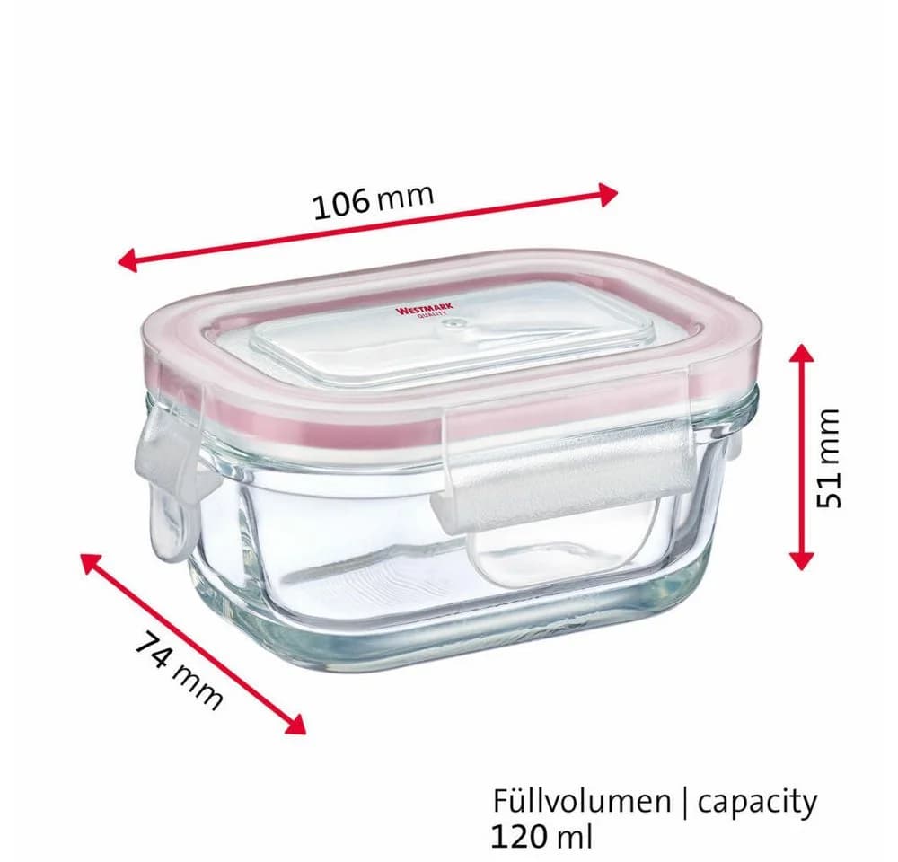 WESTMARK Vorratsdose 2er Set Glas Frischhaltedose Rot Transparent - Bild 5