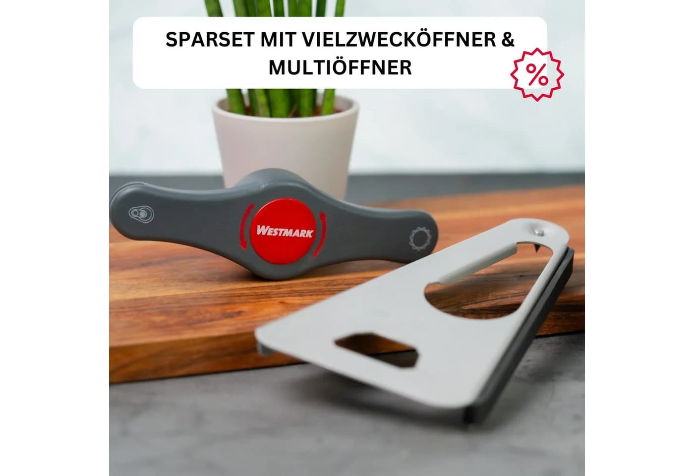 WESTMARK Multiöffner Set 2tlg. Silber/Rot Stahl