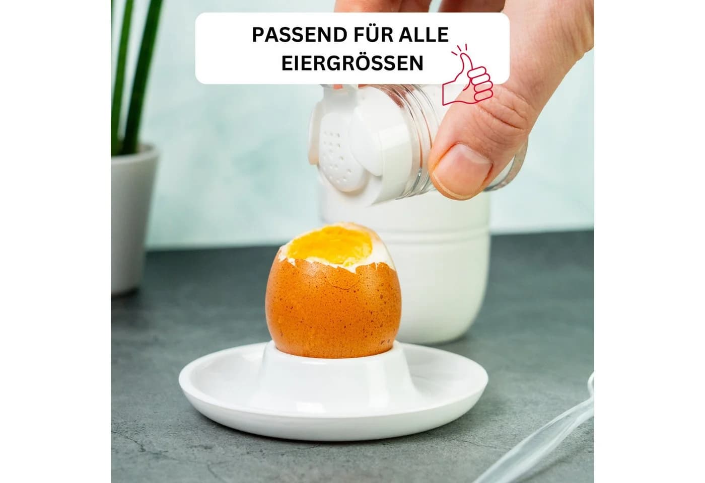 WESTMARK Eierbecher 6er-Set Rund Weiß Stapelbar - Bild 3