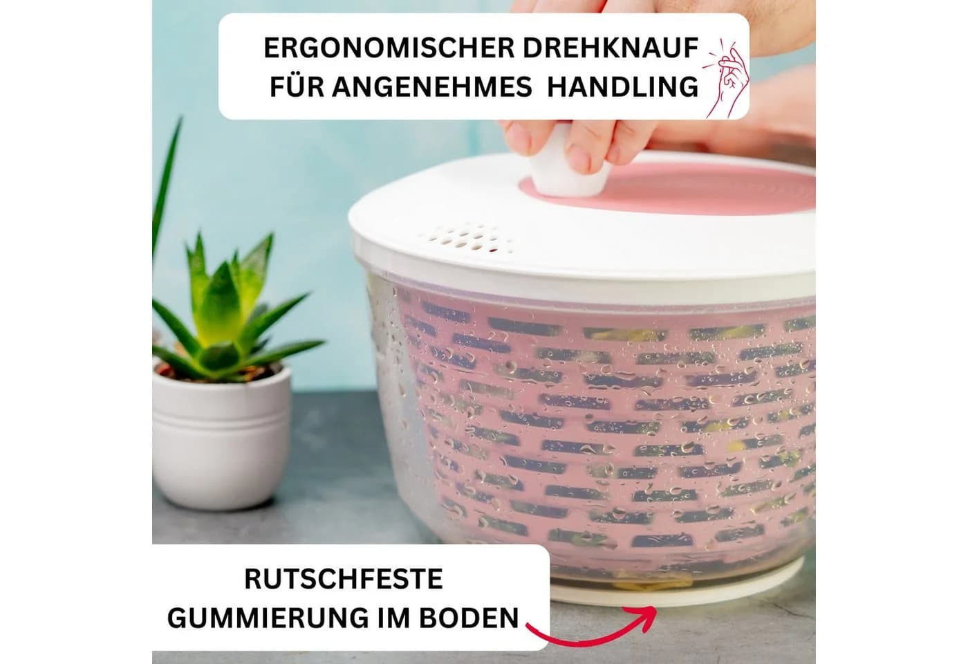 WESTMARK Salatschleuder Spinderella Rosa 4,4 Liter - Bild 4