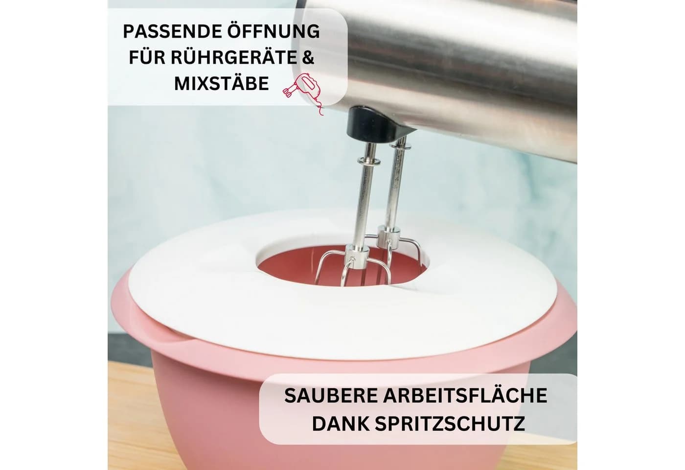 WESTMARK Rührschüssel mit zweigeteiltem Deckel 2,5 l Rosa/Weiß