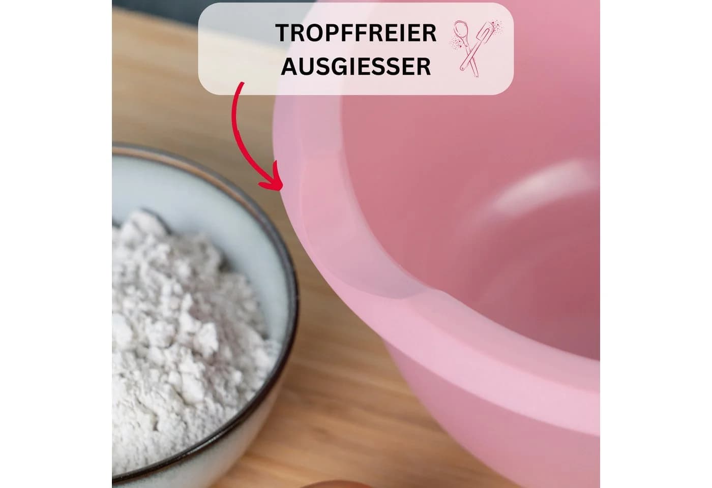 WESTMARK Rührschüssel mit zweigeteiltem Deckel 2,5 l Rosa/Weiß - Bild 4
