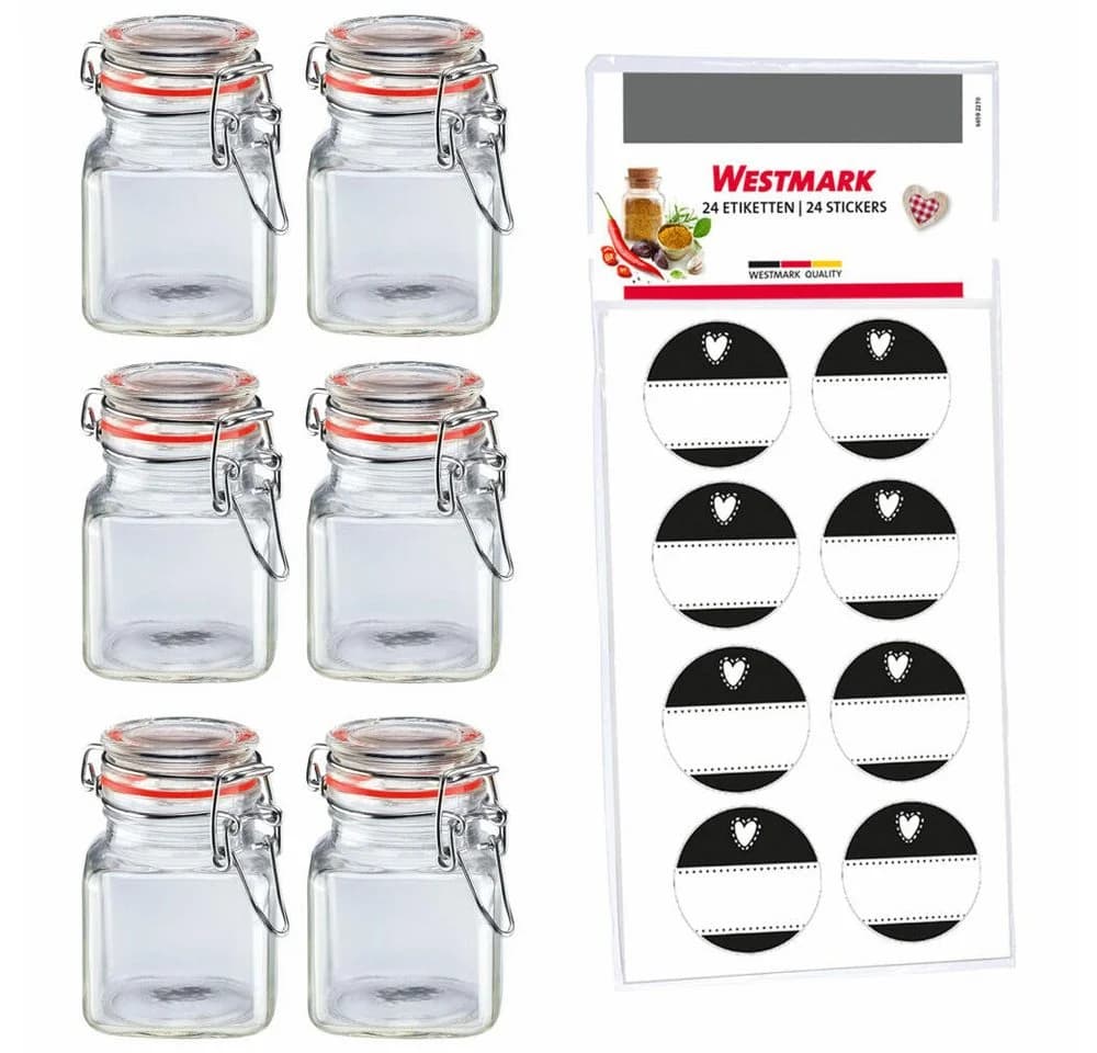 WESTMARK Einmachglas-Set 6x 100ml mit Drahtbügelverschluss & Deko-Etiketten - Bild 2