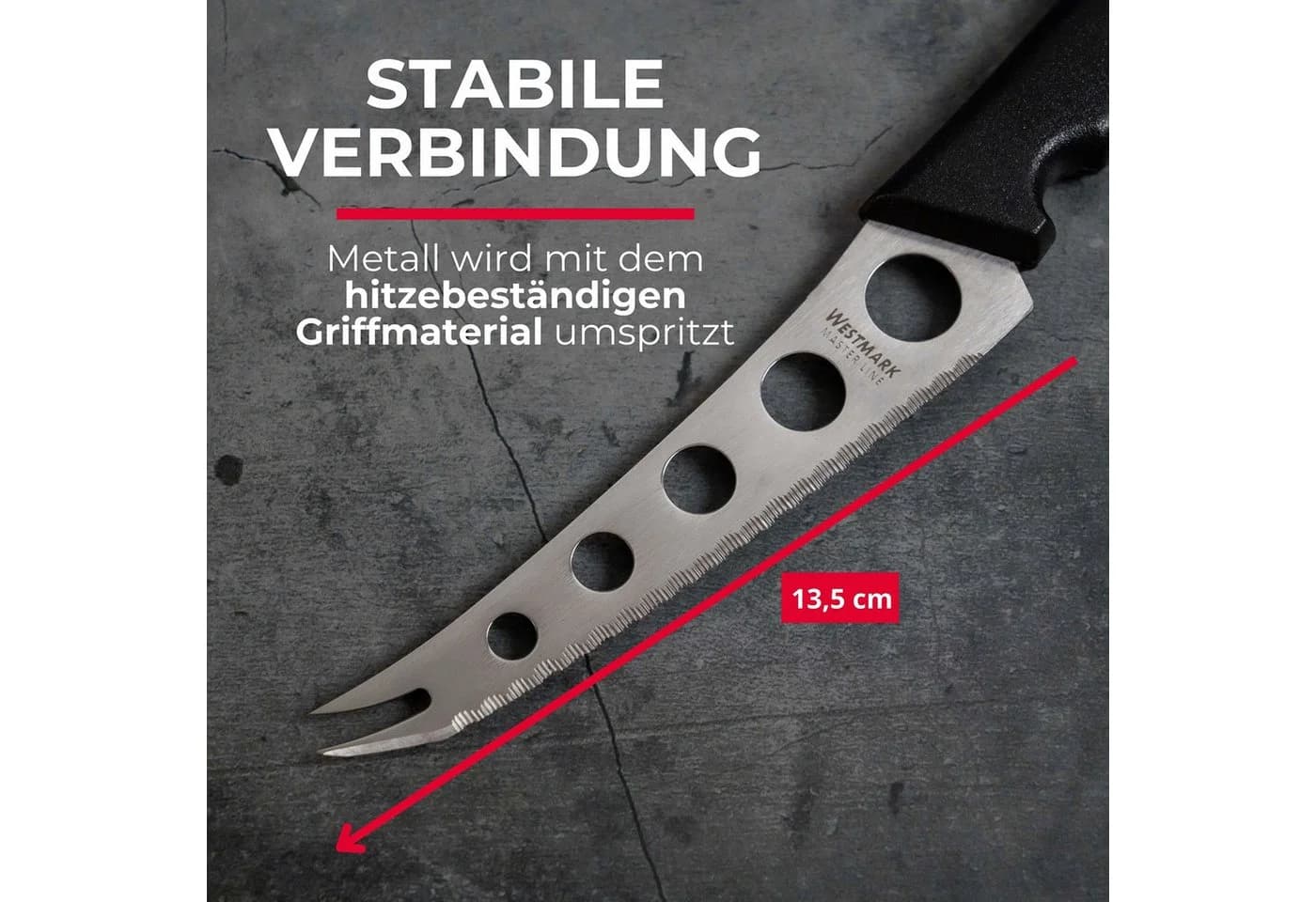 WESTMARK Profi-Käsemesser mit Aussparungen Schwarz/Silber - Bild 4