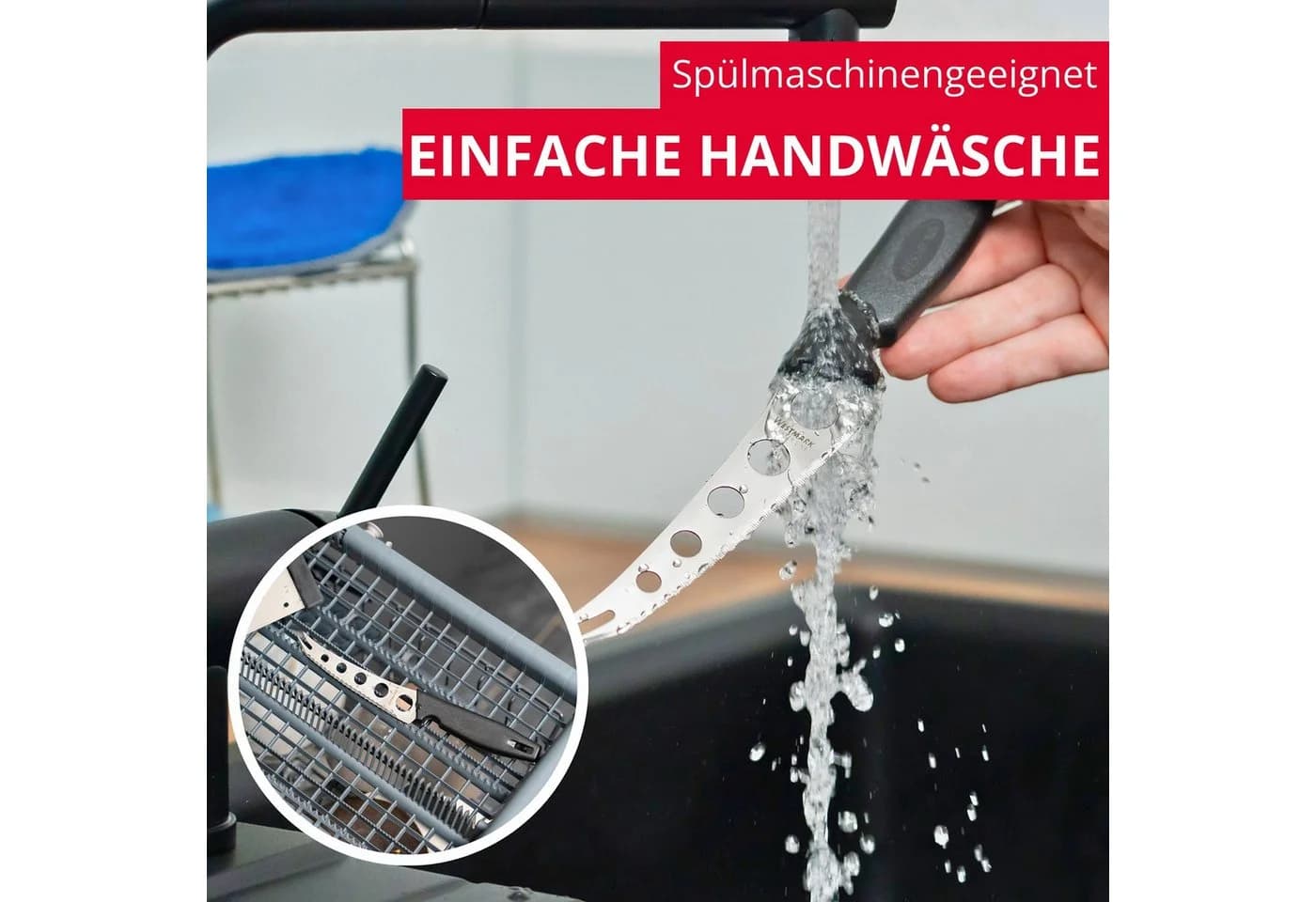 WESTMARK Profi-Käsemesser mit Aussparungen Schwarz/Silber - Bild 5