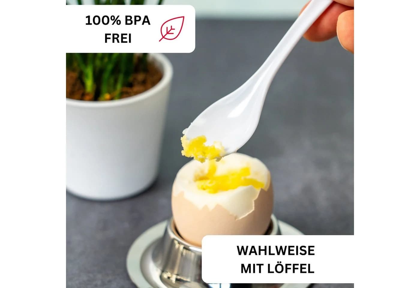 WESTMARK Eierbecher 3er-Set Rund Stapelbar Weiß - Bild 5
