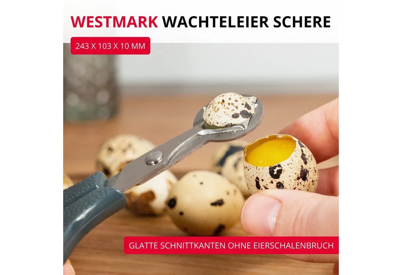 WESTMARK Wachteleier-Schere Edelstahl Schwarz/Silber Präziser Eierschalenöffner