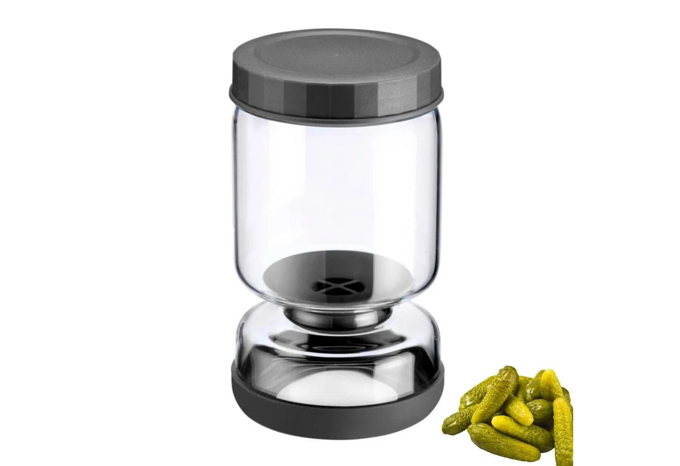 WESTMARK Abtropfglas 900 ml mit Sieb, Borosilikatglas, Schwarz/Transparent - Bild 2