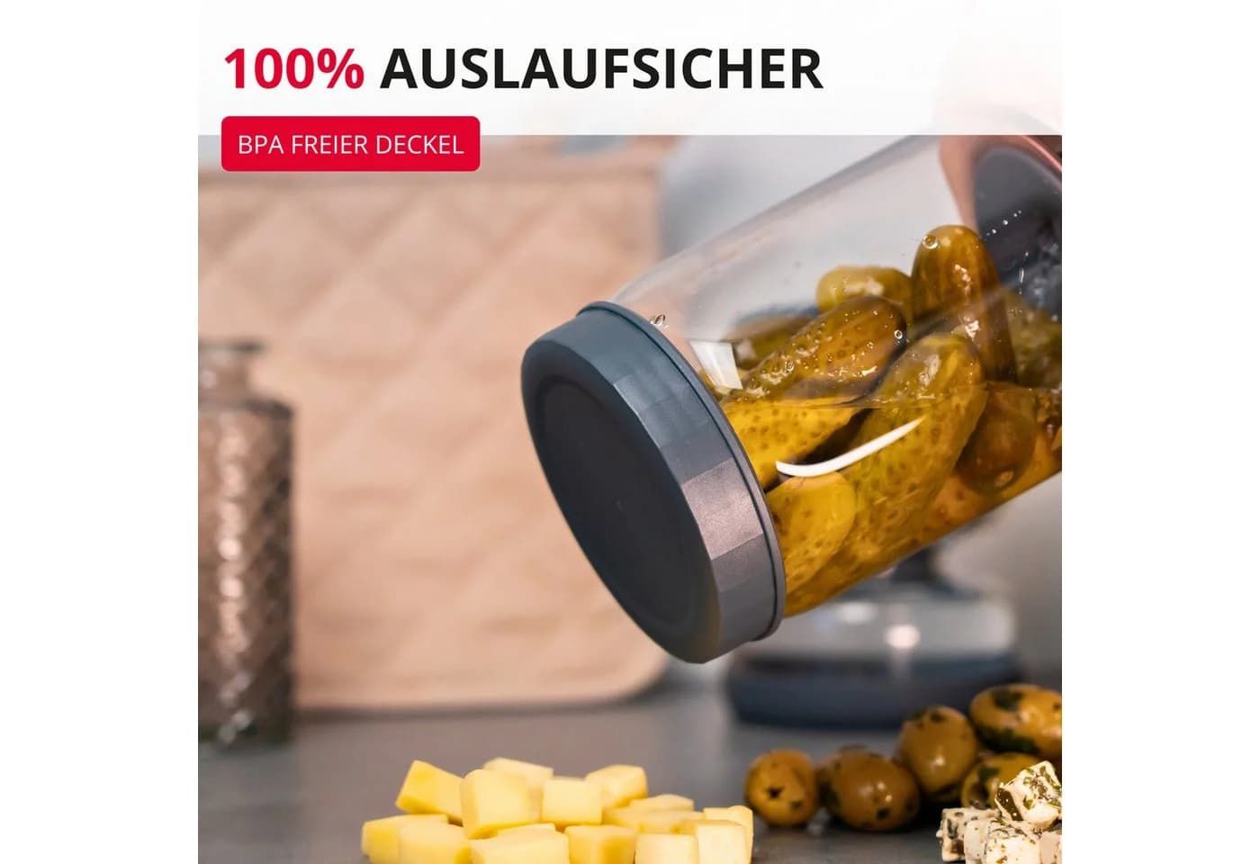 WESTMARK Abtropfglas 900 ml mit Sieb, Borosilikatglas, Schwarz/Transparent - Bild 3