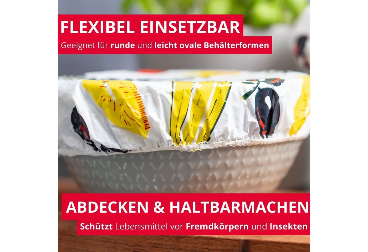 WESTMARK 5er Set Flexible Topfhauben mit Gummizug Weiß/Bunt