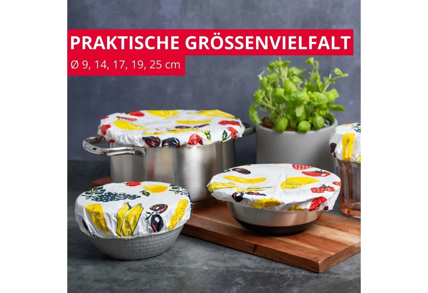 WESTMARK 5er Set Flexible Topfhauben mit Gummizug Weiß/Bunt - Bild 4