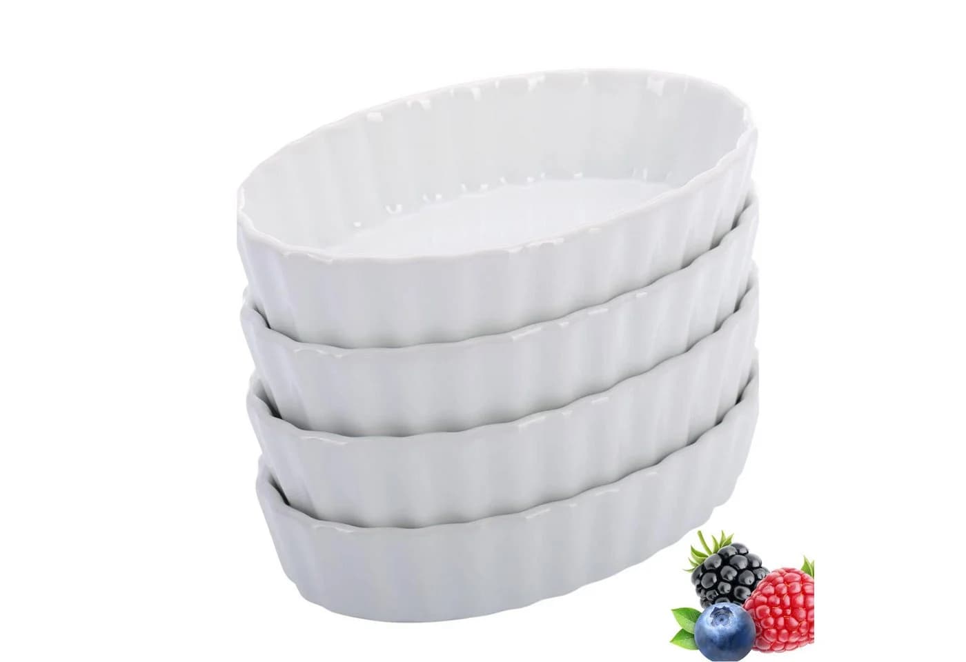 WESTMARK 4er-Set Servierschälchen Crème Brulée Oval Weiß Porzellan - Bild 2