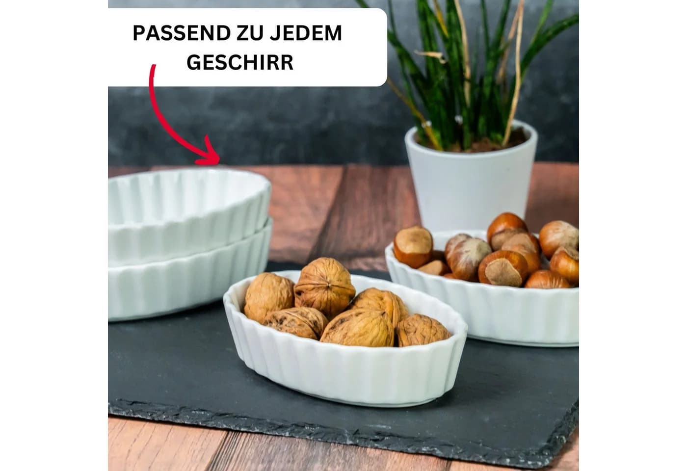 WESTMARK 4er-Set Servierschälchen Crème Brulée Oval Weiß Porzellan - Bild 4