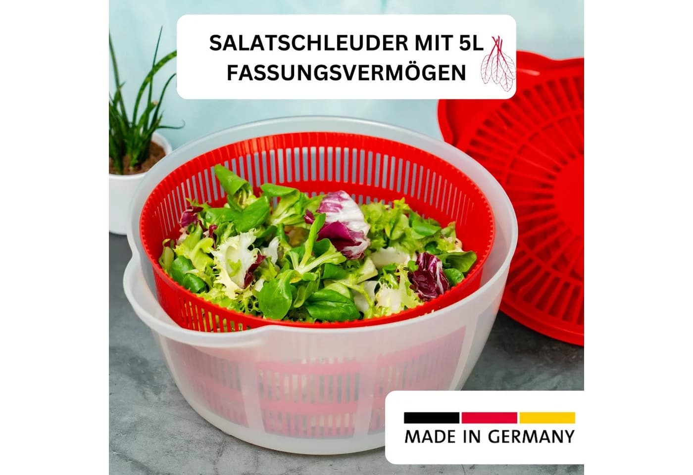 WESTMARK Salatschleuder Fortuna 5l rutschfest rot