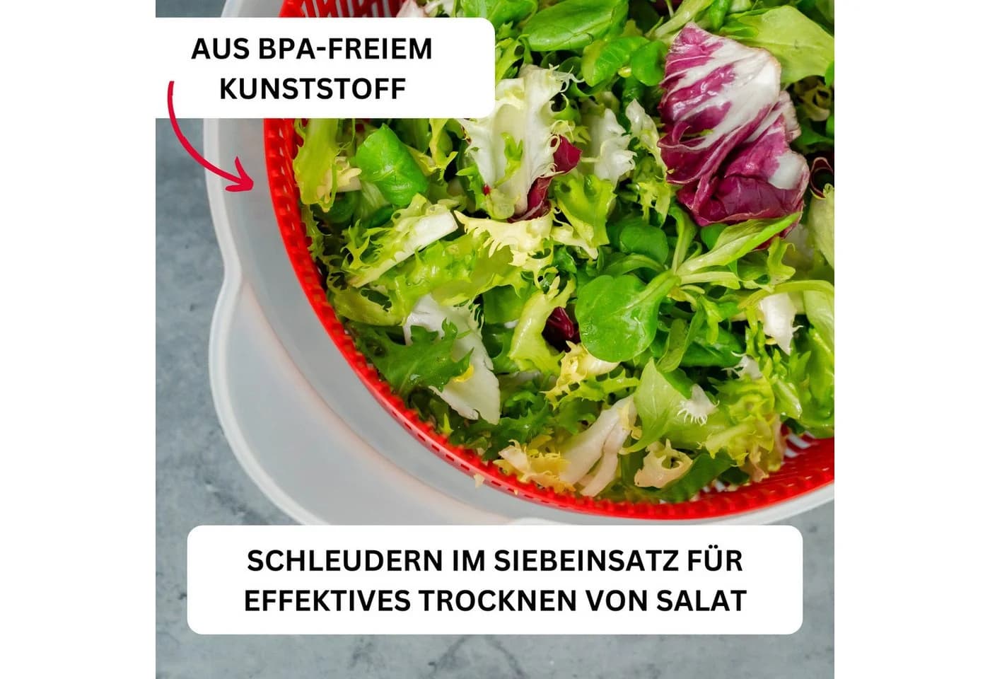 WESTMARK Salatschleuder Fortuna 5l rutschfest rot - Bild 3
