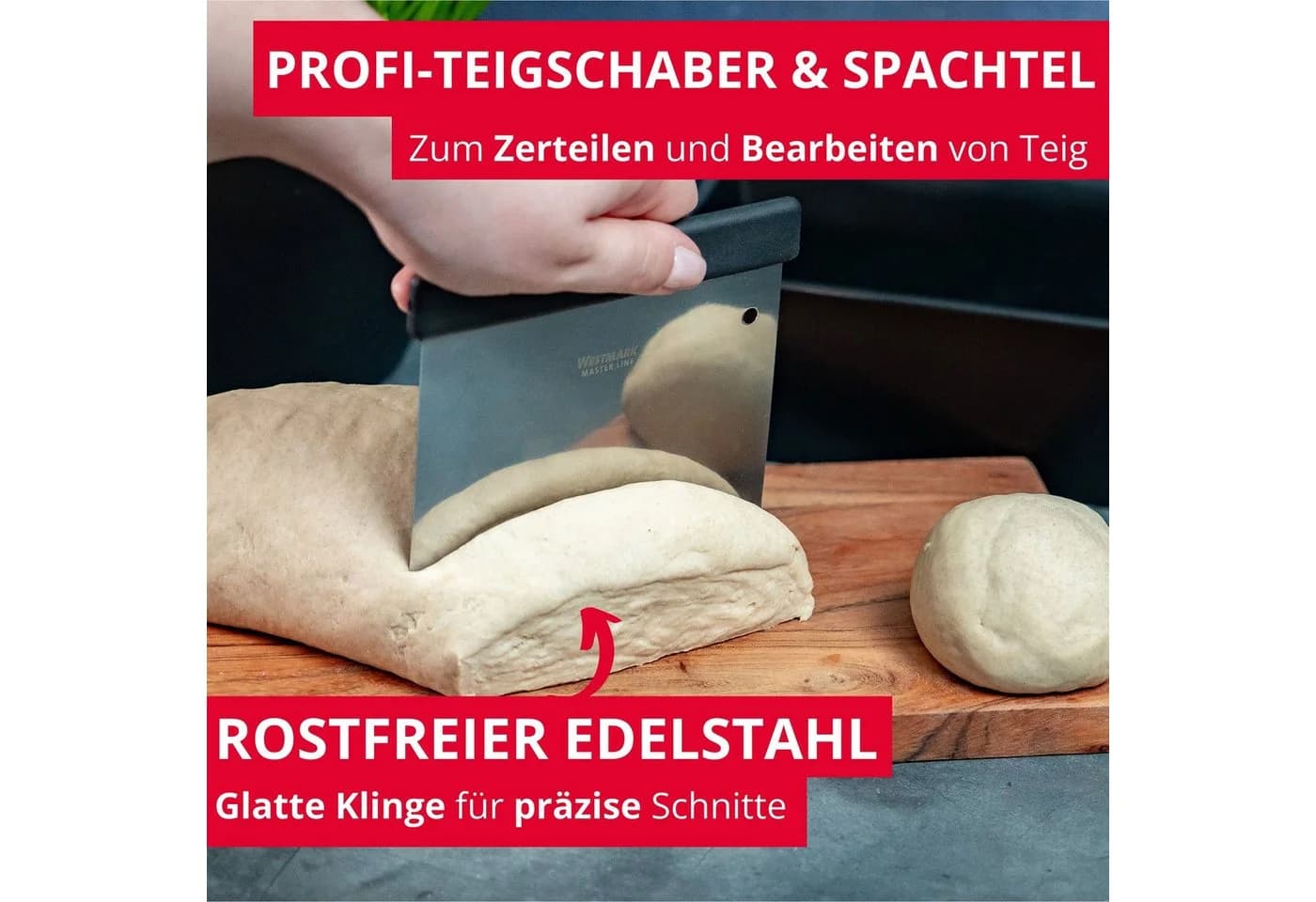 WESTMARK Teigschaber mit flexibler Edelstahlklinge Schwarz/Silber