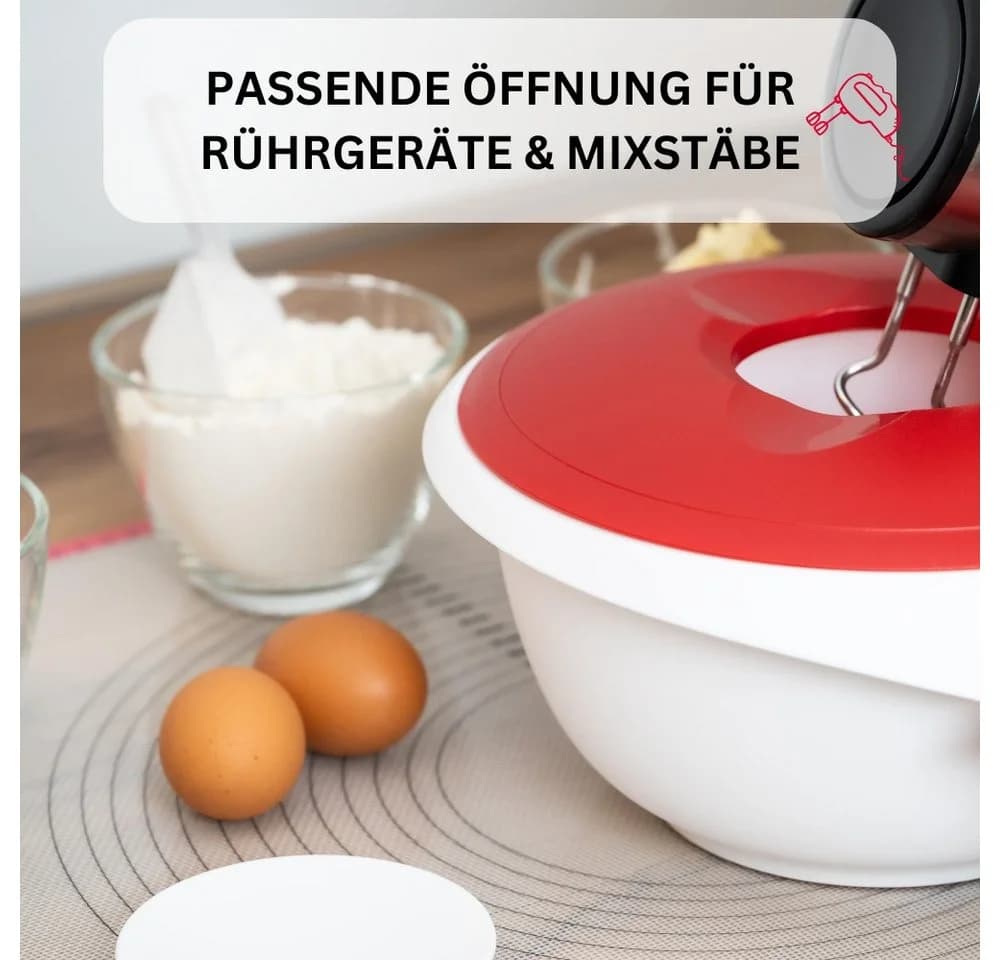 WESTMARK Rührschüssel 2,5 l mit zweigeteiltem Deckel und Ausgießer Weiß/Rot