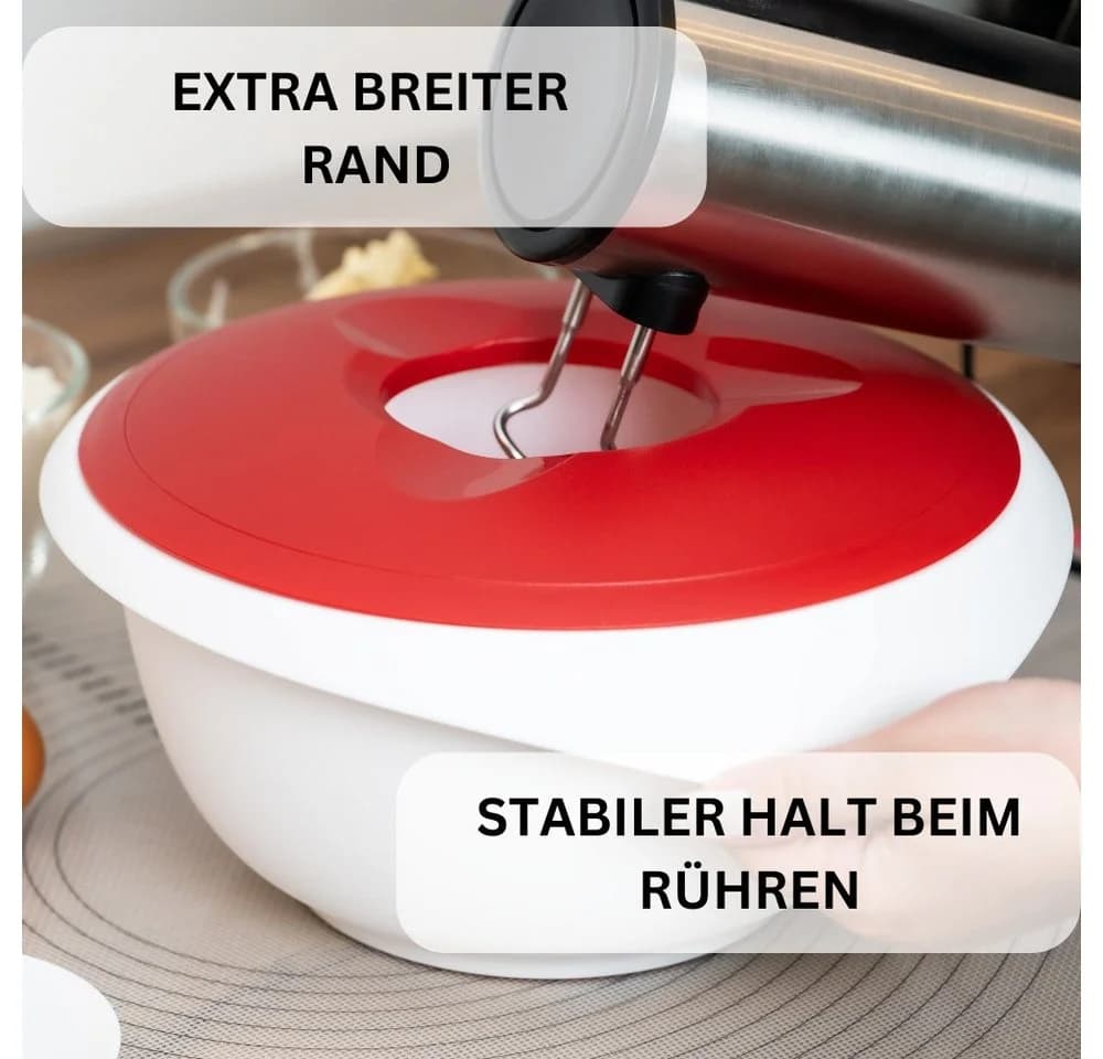 WESTMARK Rührschüssel 2,5 l mit zweigeteiltem Deckel und Ausgießer Weiß/Rot - Bild 4