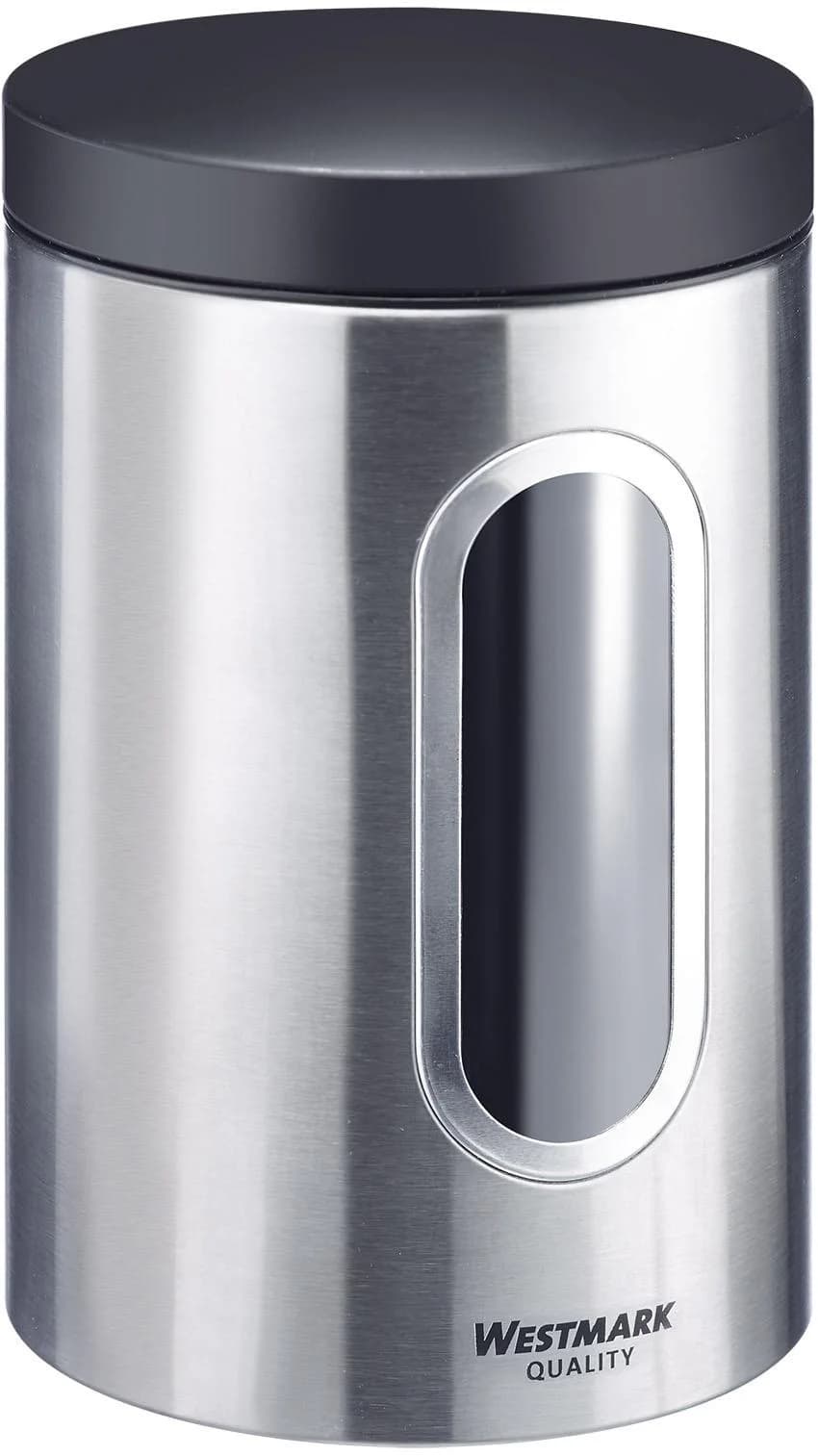 Westmark Vorratsdose mit Fenster 2300 ml Silber/Schwarz Edelstahl