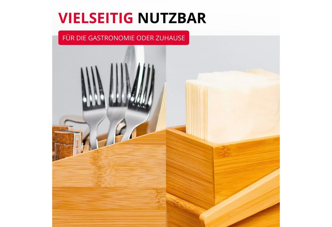 WESTMARK Besteckhalter Tischbutler 5 Fächer Bambus Hellbraun - Bild 3
