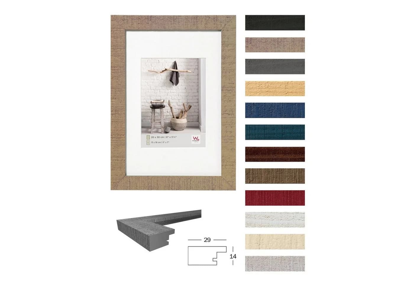 Walther Design Bilderrahmen Holzrahmen Home Blockprofil Sägerau