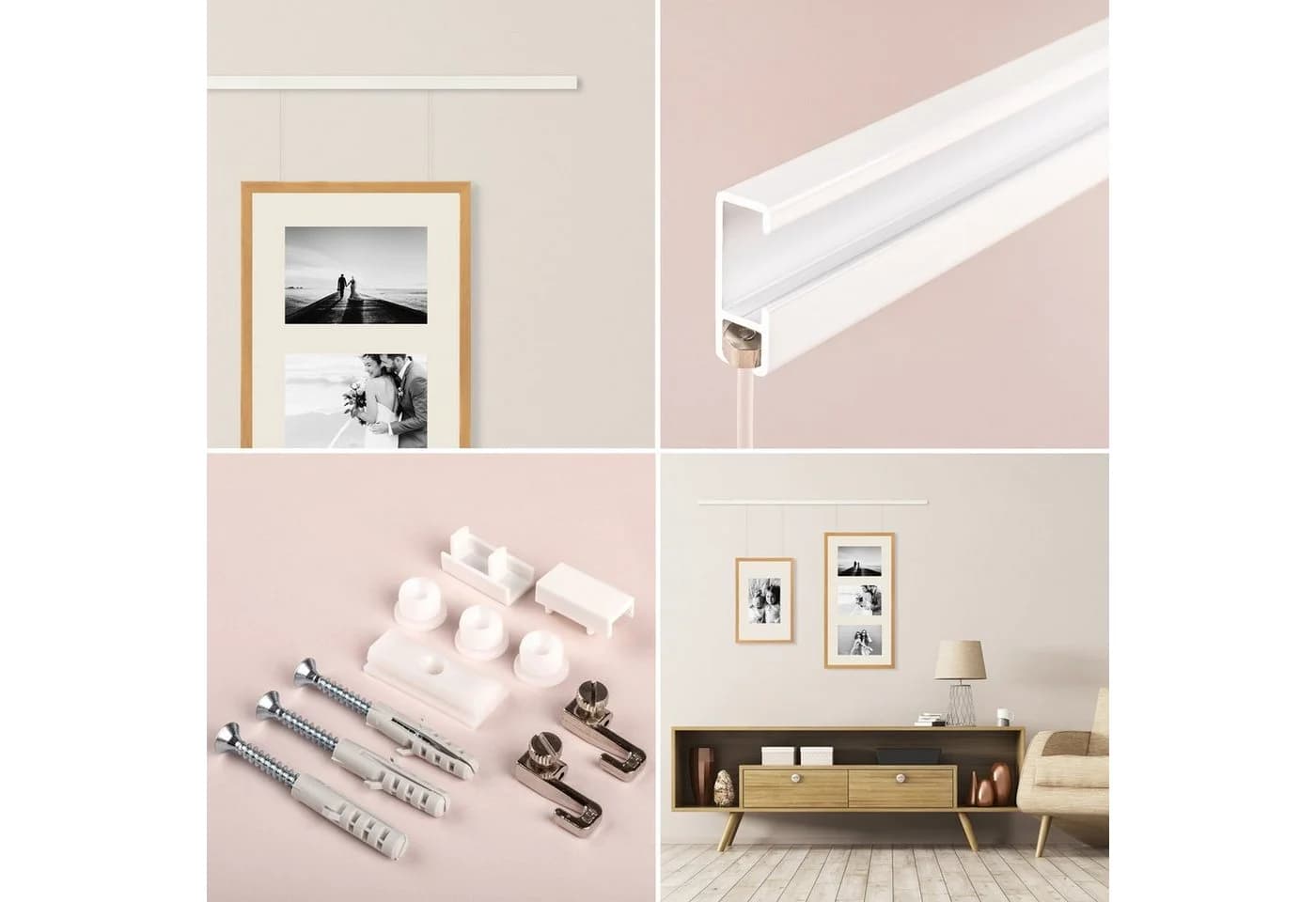 Walther Design Galerieschienen Set Aluminium Weiß 1m