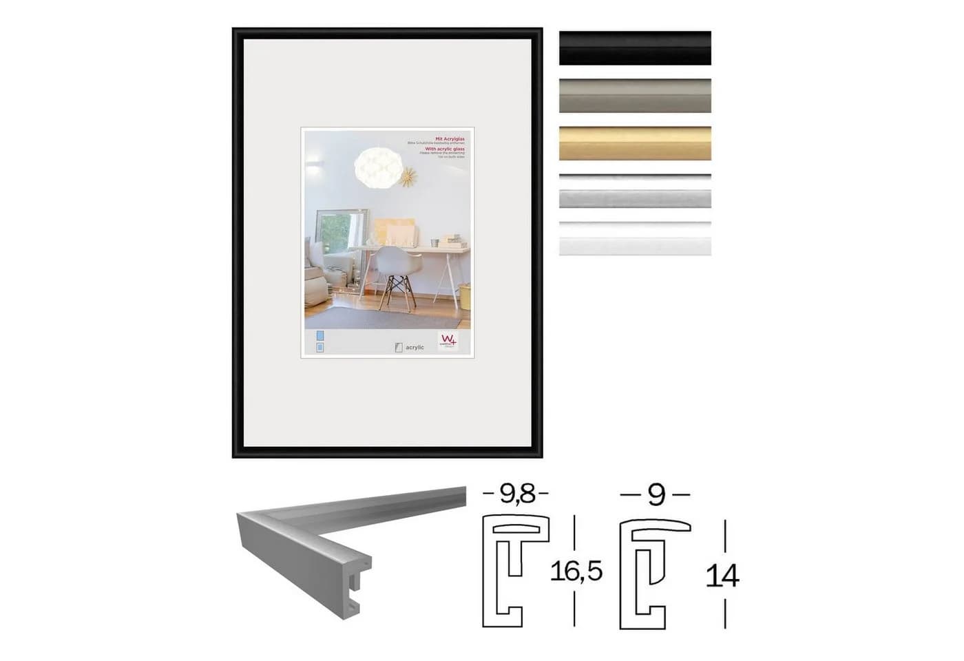 Walther Design Bilderrahmen New Lifestyle Weiß mit Kunstglas
