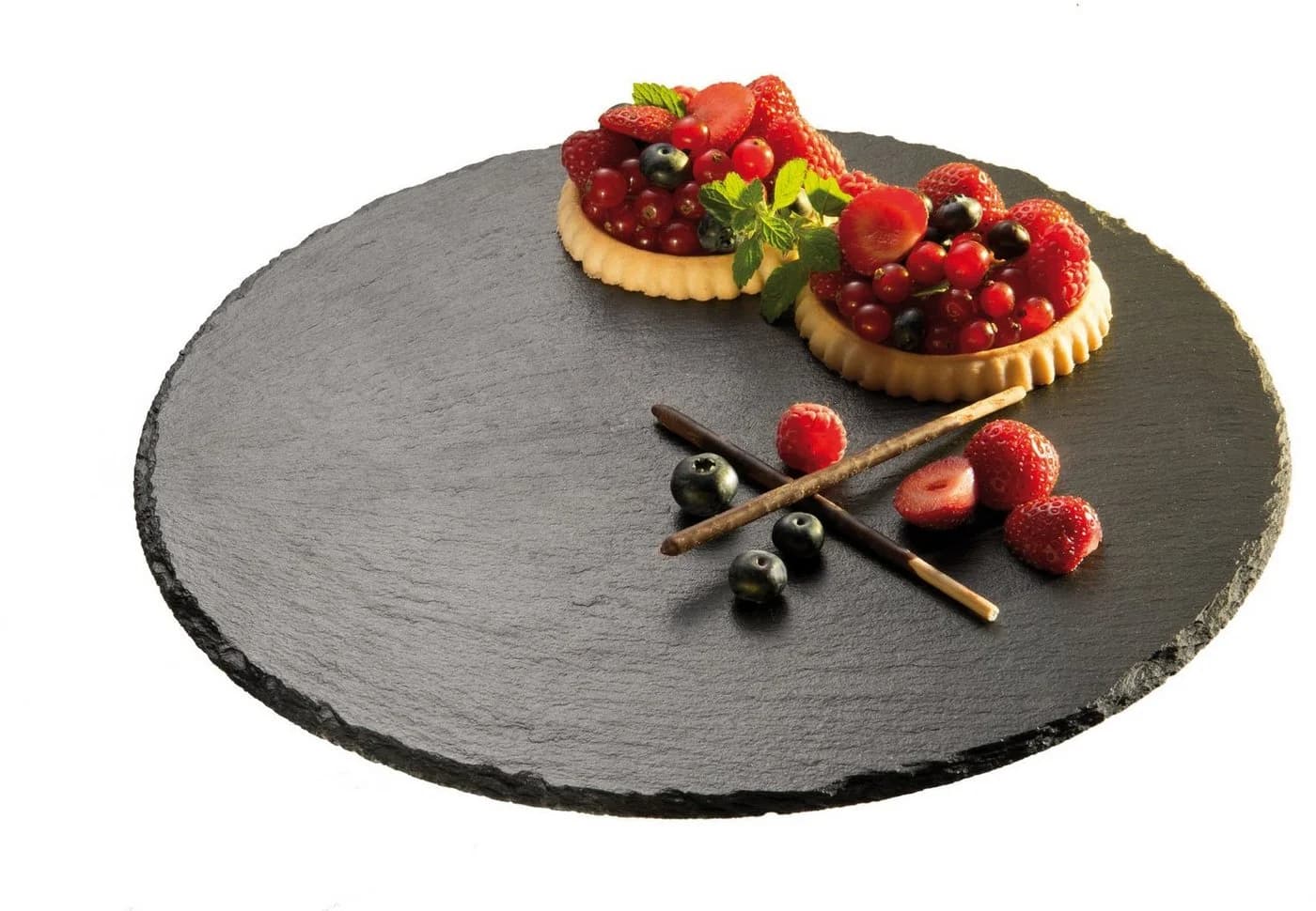 APS Servierplatte Tortenplatte Schiefer Schwarz Ø 32 cm