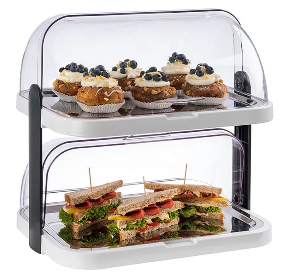 APS Buffet-Vitrine Doppeldecker Edelstahl Kunststoff Transparent - Bild 2