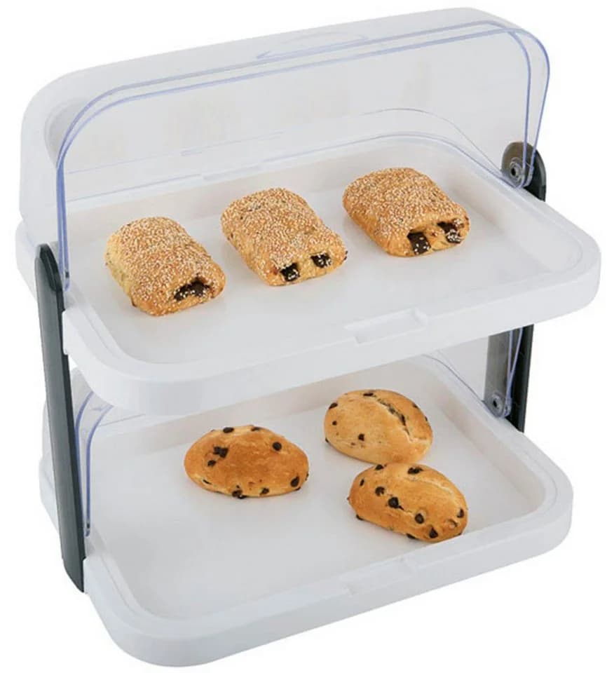 APS Buffet-Vitrine Doppeldecker Edelstahl Kunststoff Transparent - Bild 3