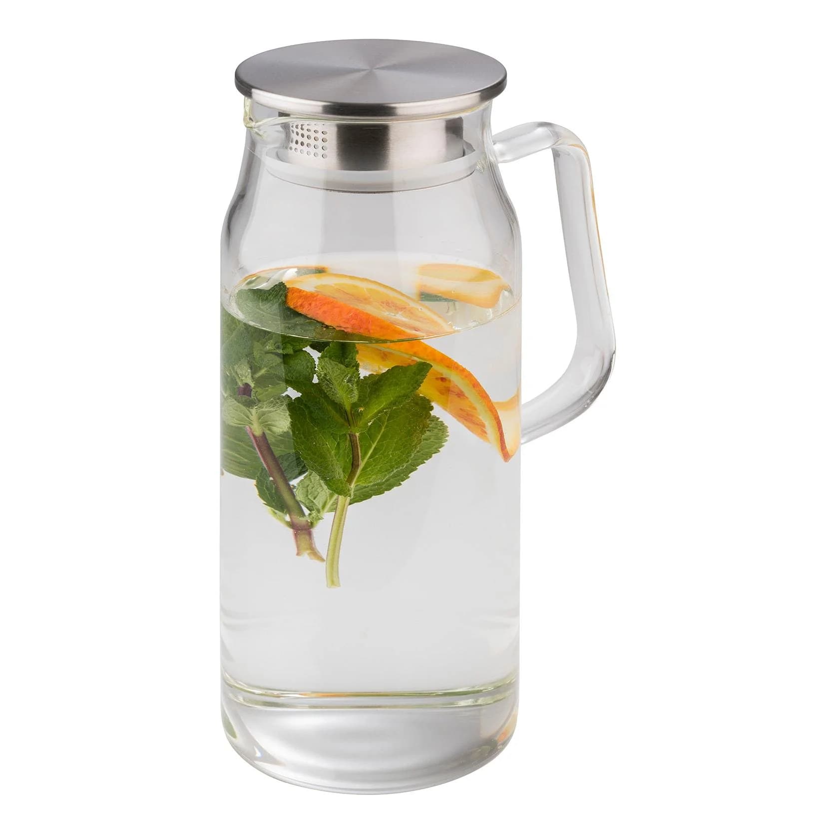 APS 1,5 Liter Glaskaraffe Glas/Edelstahl Transparent/Silber