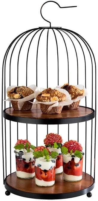 APS Etagere "Birdcage" Schwarz/Holzfarben Massivholz Metall