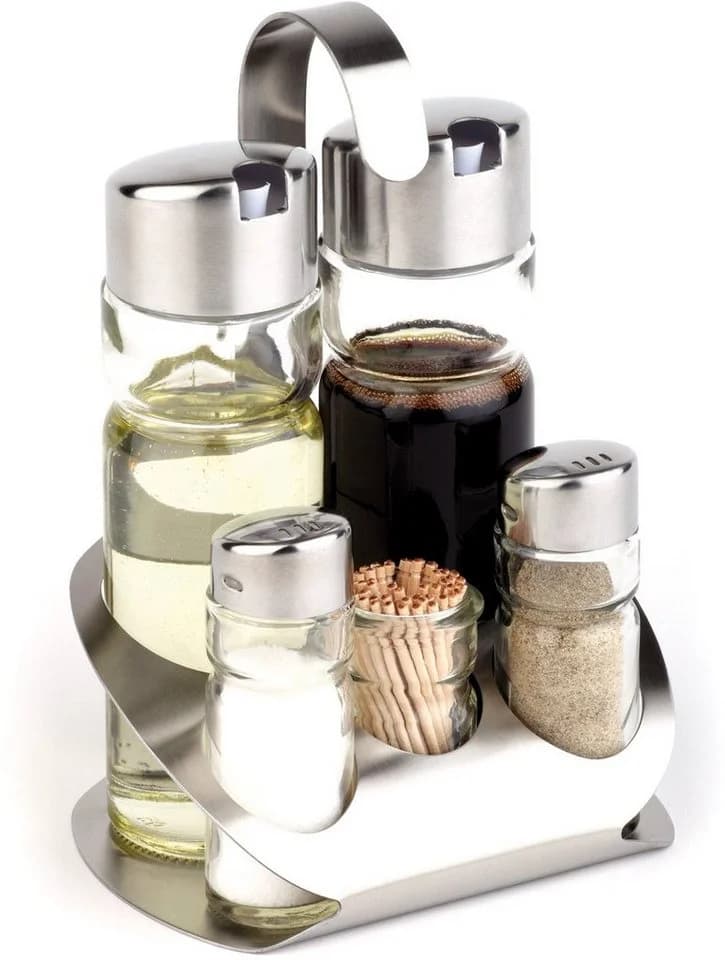 APS Menage-Set 5-tlg. Glas/Edelstahl transparent/silber