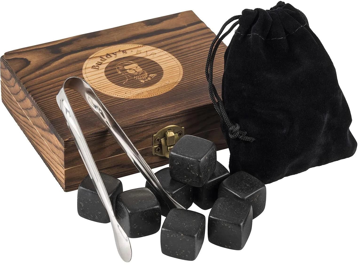 Whiskey Steine Set inkl. Holzkiste und Zange