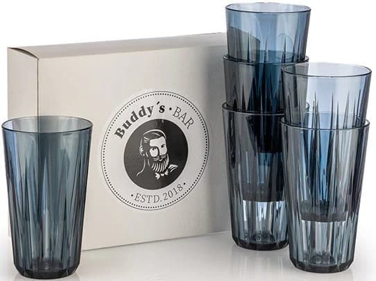 Buddy's Bar Tritan Becher 6er Set Grau Schwarz - Bild 2