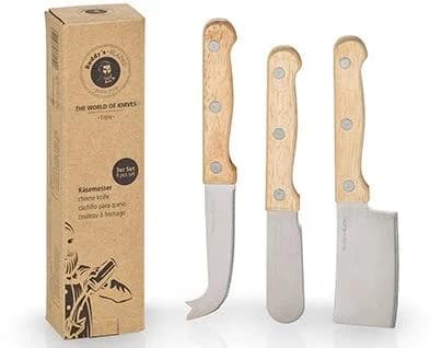 Buddy's Blades Käsemesser-Set 3-teilig Silber Edelstahl Holzgriff